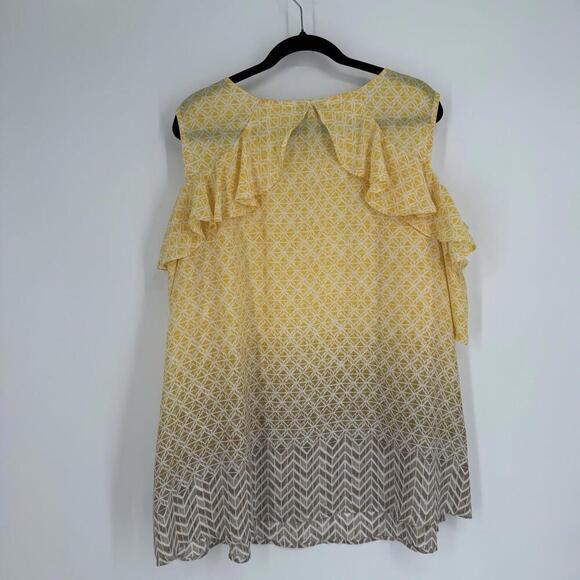 Catherines top 2x yellow shoulder cutout plus beachy spring summer casual office - Picture 5 of 5